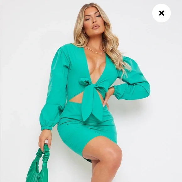 pretty little thing green bodycon dress PrettyLittleThing Sage Green Satin Cup Detail Bodycon Mini Dress